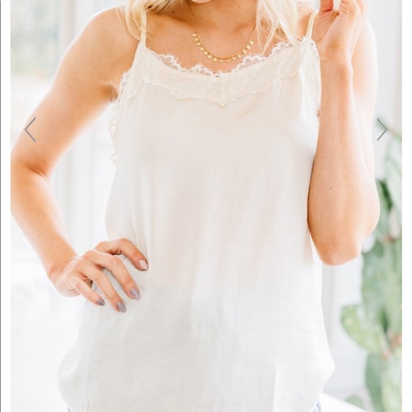 Accept The Truth Ivory White Lace Trim Tank - Picture 2 of 4